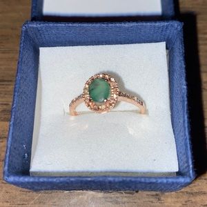 Genuine 1.3ctw Emerald & H-SI Diamond Ring